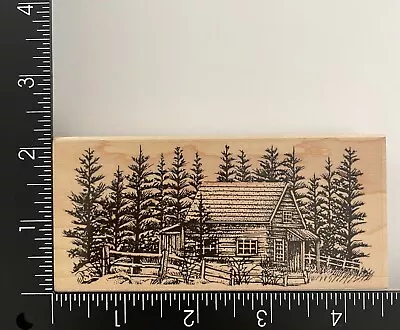 Stampscapes Cabin With Fence 144F Wood Mounted Rubber Stamp • $11.99