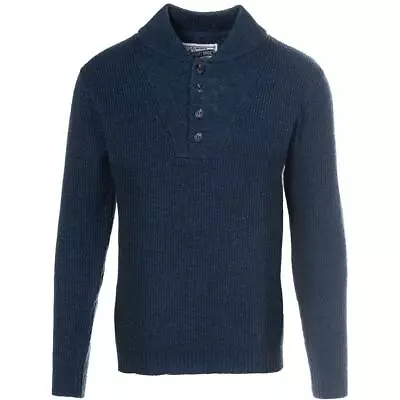 Schott NYC Mens Navy Wool Blend Knit Mock Turtleneck Sweater Shirt L BHFO 0032 • $49