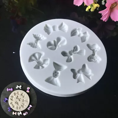 Chocolate Baking Mold Sugarcraft Cake Topper Fondant Mould Bow Silicone Icing • £3.85