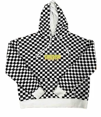 Childish (TGF) Black And White Checked Checkered Hoodie Small Box Fit • £50