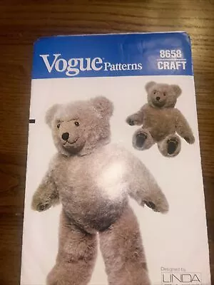 Vogue 8658 Sewing Pattern Stuffed Teddy Bear 23  Tall Uncut • $4