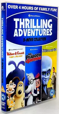 Thrilling Adventures X 3  DVD Wallace & Gromit / Mr Peabody & Sherman / Megamind • £4.99