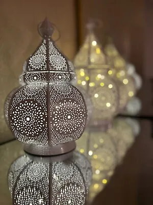 Vintage White Moroccan Lamp | Table & Garden Hanging Lantern - Holiday Gift • $34.99