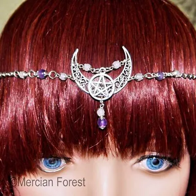 Crescent Moon Pentacle Headdress - Pagan Jewellery Wicca Goddess Witch Wicca • £11