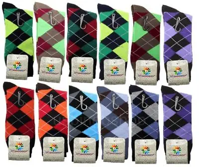 12 Pairs New Cotton Men Argyle Diamond Style Dress Socks Size 10-13 Multi Color • $18.85