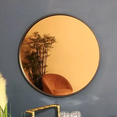 Round Smoked Copper Glass Wall Mirror Retro Vintage Modern Wall Art Display • $115.57