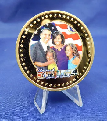 President Barack Obama & The First Family Gold Plate Picture Coin-2  Round • $12.99