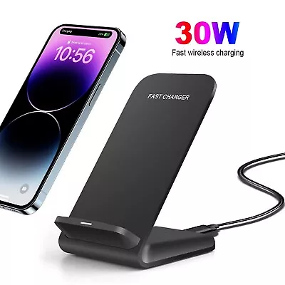 30W Wireless Fast Charger Charging Stand Dock For Samsung Galaxy IPhone Phone AU • $22.86