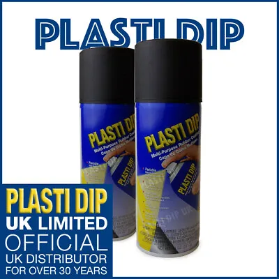  2x Black PlastiDip - Plasti Dip / Rubber Paint - Spray Aerosol Can - Matt • £26.99
