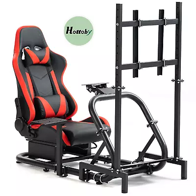 Hottoby Racing Sim Cockpit Stand&Seat&monitor Fit Logitech GPRO G29 Thrustmaster • $294.99