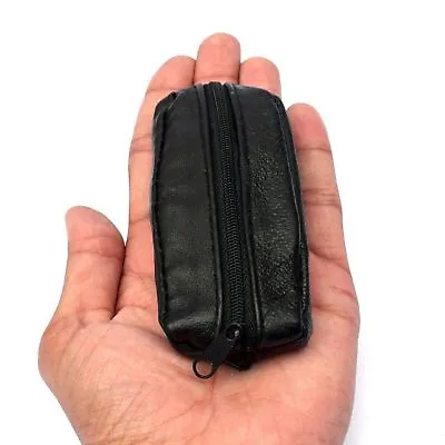 Mens & Ladies | SMALL Soft REAL Leather Coin Purse - Key Case - Pouch | TWO Zips • £6.99