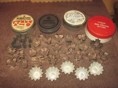 Large Lot Of Vintage MINIATURE Metal Cookie Cutters-LOTS Of Shapes Some In Tins • $18