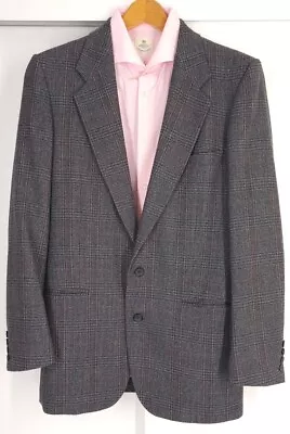 VTG YVES SAINT LAURENT Plaid Mens Size 40 Wool Grey Suit 2 Buttons  • $49.99