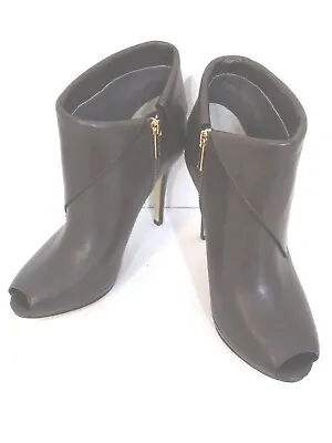 Michael Kors Ankle Boots Womens S 7.5 Brown Leather Peep Toe Stiletto Heel NEW • $98.05