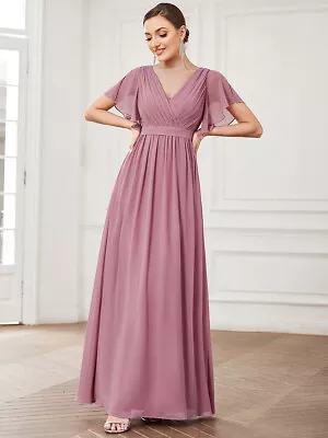 Women's A-Line Pleated Chiffon Tie-Waist Evening Dress • $89.99