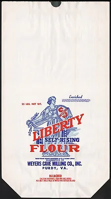Vintage Bag LIBERTY FLOUR Lady Liberty Weyers Cave Milling 25lbs Purdy Virginia • $7.64