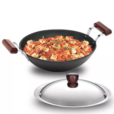 Futura Hard Anodised 2.5L Deep Wok/Kadai/Frying Pan Induction Base With Lid • $85.99