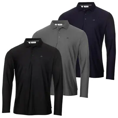 Calvin Klein Mens 2024 Long Sleeve Light Central Golf Polo Shirt 50% OFF RRP • £29.99