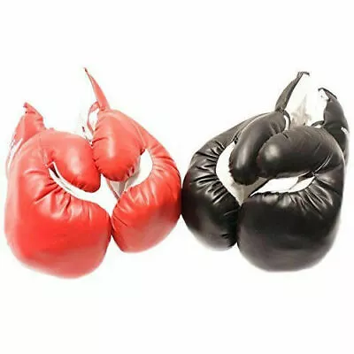 2 PAIRS 16 OZ BOXING PRACTICE TRAINING GLOVES Sparring Faux Leather Red Black • $26.20