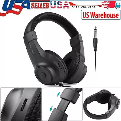 Wired Stereo Monitor Headphones Over Ear Headset For Guitar Amplifier Mixer R8L2 • $13.99