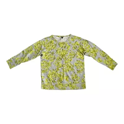 J CREW Floral Print Raglan Sweatshirt Womens Small Gray Yellow Flower Cotton • $11.50