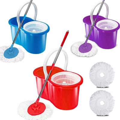 £10.95 • Buy Spinning Mop & Bucket Handle With 2pcs Microfiber Heads Easy 360°Magic Rotating