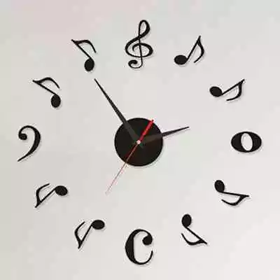 Musical Note 3D Wall Clock Frameless Wtach Wall Sticker Room Office Wall Bedroom • $5.99