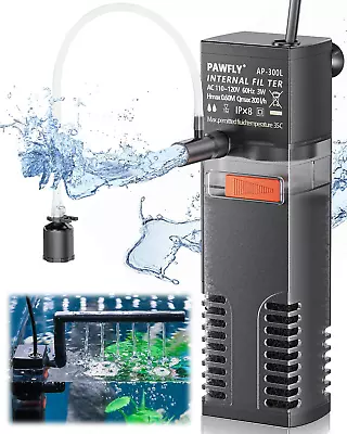 Pawfly Internal Aquarium Filter Submersible Power Filter With 55 GPH Water Pump • $13.26