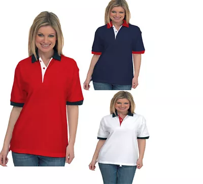 Ladies Premium Pique Polo Shirt Loose Fit Unisex Size 12 To 28 Plus 100% Cotton • £11