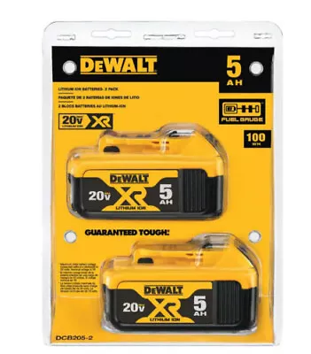$94.08 • Buy 2Pack Dewalt DCB205 20V MAX XR 5.0 Ah Compact Power Tool Battery NEW SEALED