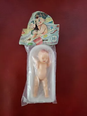 Vintage Plastic Jointed Doll In A Plastic Bathtub - Made In Hong Kong - NOS • $10