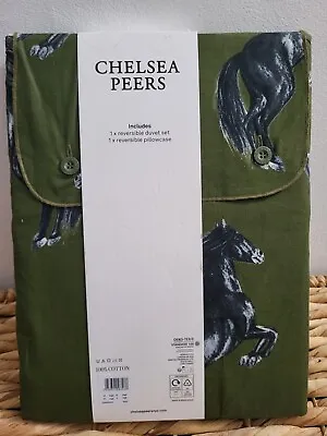 Chelsea Peers NY Single Duvet Cover + Pillowcase Set - Green Horse - NEW • £29.99