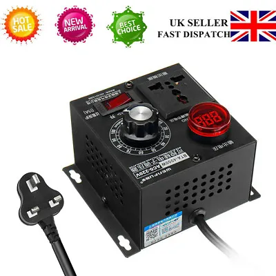 UK`AC 220V 4000W Variable Voltage Regulator Speed Motor Fan Control Controller • £18.99