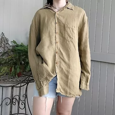 Hemp Clothing Australia Size XL Shirt Mens Mustard Button Up Hippie Organic Boho • $51.46