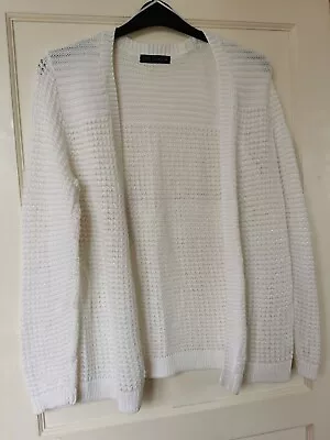 White Loose Knit Lightweight Long Sleeved Open Cardigan  - M&S Size L • £3
