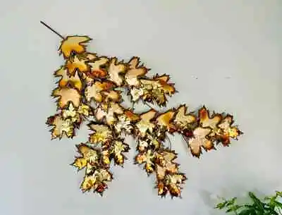 Mid Century Torch Art Maple Leaves Wall Hanging Metal Art Curtis Jere-Style • $395