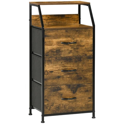 £46.99 • Buy HOMCOM Industrial 3 Drawers Storage Cabinet W/ Display Shelves For Living Room