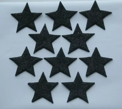 10 X EDIBLE BLACK GLITTER STARS. CAKE DECORATIONS. LARGE 4cm. • £3.60