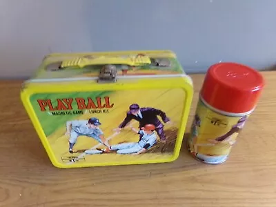 Vintage 1969 Thermos Playball Magnetic Game Lunch Box With Thermos • $29.99