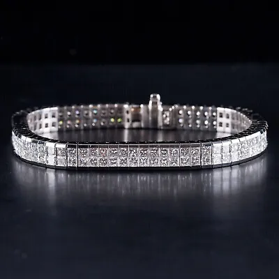 Men's Charming Bracelet 7Ct Princess Cut Lab-Created Diamond 925 Sterling Silver • $199.49