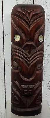 New Zealand Maori Wooden Carved Tekoteko Wall Decoration Paua Shell Eyes Tiki • $55