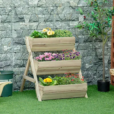 3 Tier Raised Garden Bed Kit For Flower Vegetable Herb 120x68x80cm Green • £59.81