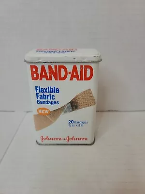 Vintage Metal Band-Aid Box Tin Flexible Fabric J&J Used Advertising Empty • $10
