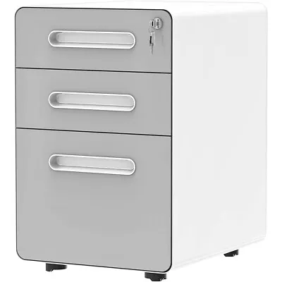 $159.99 • Buy 3-Drawer Mobile File Cabinet Office Rolling Filing Cabinet Stand Storage W/ Lock