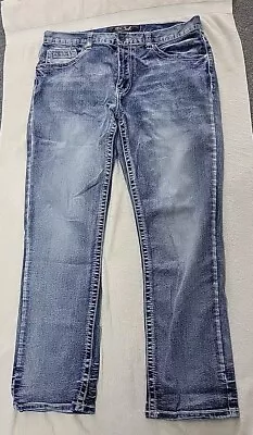 True Luck Jeans Men's Sz 36x32 Embroidered Pockets • $16