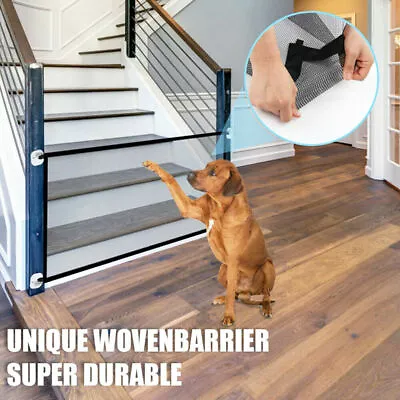 £8.49 • Buy UK Retractable Magic Mesh Pet Dog Cat Gate Safe Net Guard Fence Enclosure 110x72