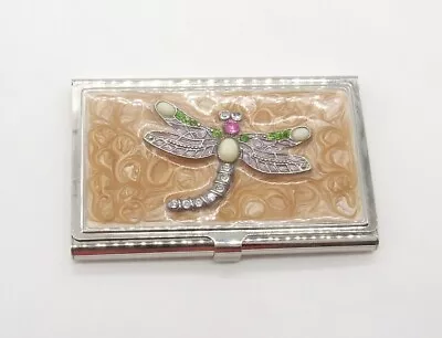 Rectangle Dragonfly Compact 2 Mirrors Silver-T Green/Purple/Golden Beige Enamel • $9.99