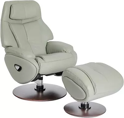 Barcalounger Marjon Recliner Chair + Ottoman 15-3724 Capri Gray Leather • $1199