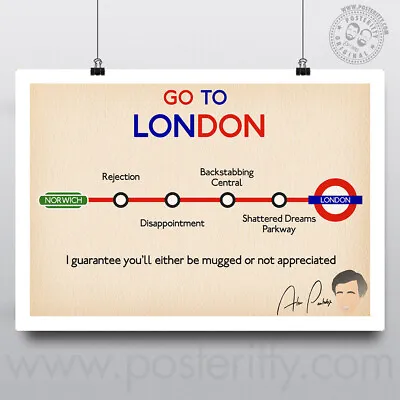 £12 • Buy ALAN PARTRIDGE 'Go To London' Minimalist Comedy Minimal Movie Poster Posteritty