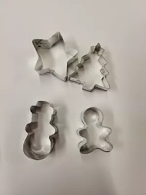 4 Mini Metal Christmas Cookie Cutter Tree Frosty Star Gingerbread Man • $4.25